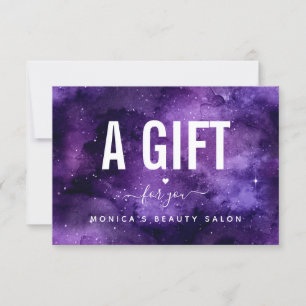 Carte Cosmic Purple Galaxy Night Sky Beauty Salon Maquil