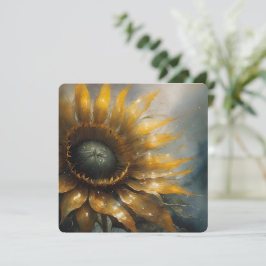 Carte Cosmic Sunflower - AI Fantasy Digital Art Print (Debout devant)