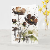 Carte Cosmos au chocolat - Fleurs à l'aquarelle (Fleur jaune)