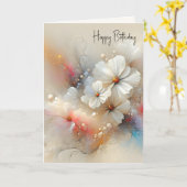 Carte Cosmos contemporains Joyeux anniversaire (Fleur jaune)