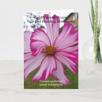 Carte Cosmos rose Personnalisé 2e anniversaire Mariage