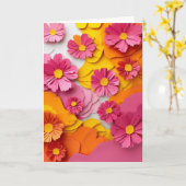 Carte Cosmos Vibrants en Papier Découpé (Fleur jaune)