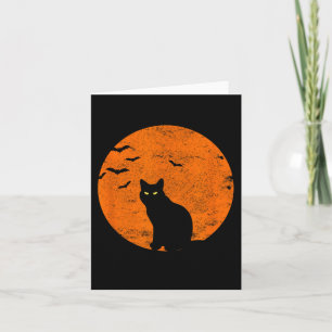 Carte Costume Chat Noir Halloween vintage Chat Lune Rétr