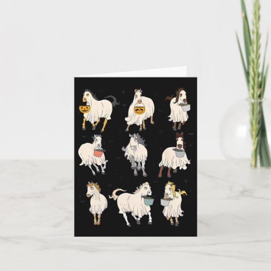 Carte Costume Citrouille Halloween Horse Ghost Boo Pour (Devant)