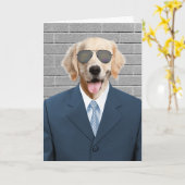 Carte Costume d'affaires Golden Retriever (Fleur jaune)
