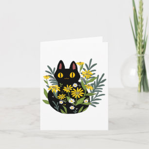 Carte Costume d'automne Halloween Cute Retro Chat noir
