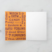 Carte Costume de bonbons d'Halloween 31 oct. orange et n (Intérieur)