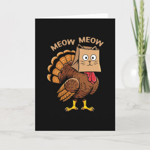 Carte Costume de chat de Thanksgiving heureux Dinde Drôl
