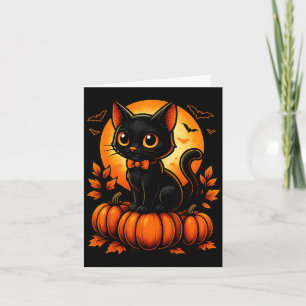 Carte Costume de Citrouille d'Halloween de Chat Noir Rét