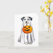 Carte Costume de fantôme drôle d'Halloween pour Berger A (Fleur jaune)