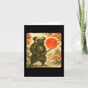 Carte Costume de guerrier japonais Pug Samurai Art Sumi-