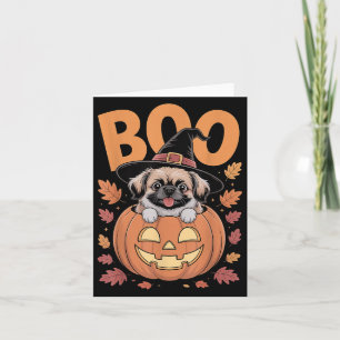 Carte Costume de Peke sur citrouille Halloween Pékinois
