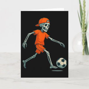 Carte Costume de soccer squelette d'Halloween drôle pour