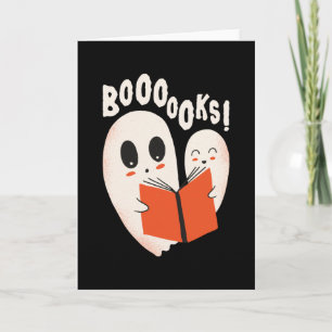 Carte Costume d'Halloween Fantôme Bibliophile Drôle Booo