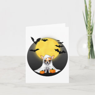 Carte Costume d'Halloween fantôme de chiot Chihuahua - P