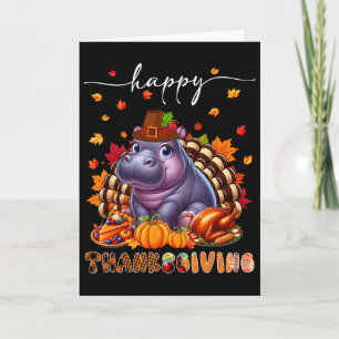 Carte Costume d'hippopotame de Thanksgiving heureux Dind