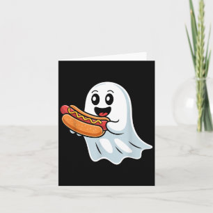 Carte Costume fantôme de Boo mangeant un hot dog Hallowe