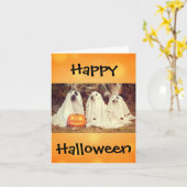 Carte Costume Fantôme de chien drôle d'Halloween (Fleur jaune)