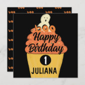 Carte Costume Fantôme de Cupcake Frosted Halloween Party (Devant / Derrière)