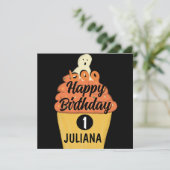 Carte Costume Fantôme de Cupcake Frosted Halloween Party (Debout devant)