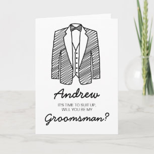 Carte Costume Up Groomsman Meilleur Mariage Fête Demande
