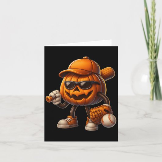 Carte Costumes d'Halloween de baseball Jack-o'-lantern é (Devant)