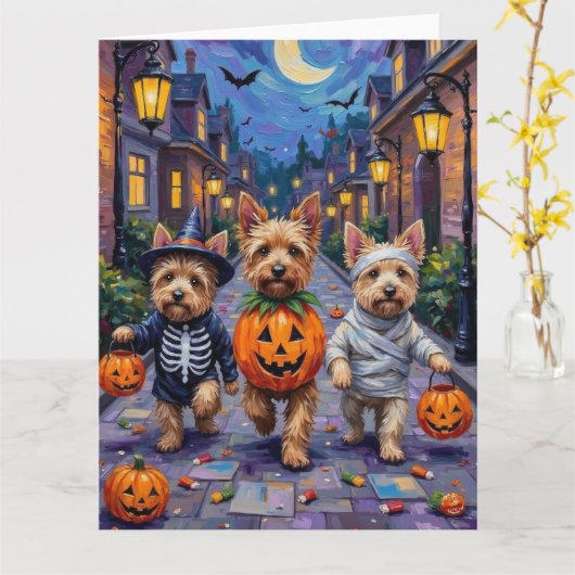 Carte Costumes d'Halloween de Cairn Terrier (Fleur jaune)