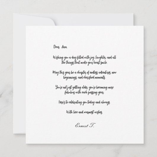 Carte Costumize Joyeux Anniversaire étincelant or rose (Dos)