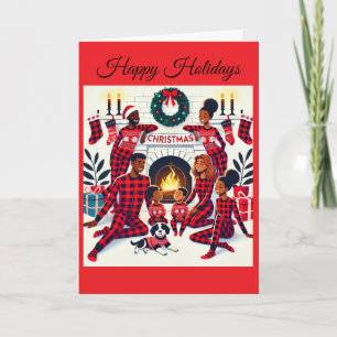 Carte Cosy African American Family Holiday Card