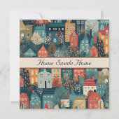 Carte Cosy Hygge Village Nordic Folk Art, personnalisé (Devant)
