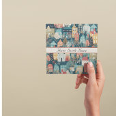 Carte Cosy Hygge Village Nordic Folk Art, personnalisé