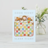 CARTE COSY QUILT 4.5x6.25 - Bleu (Debout devant)