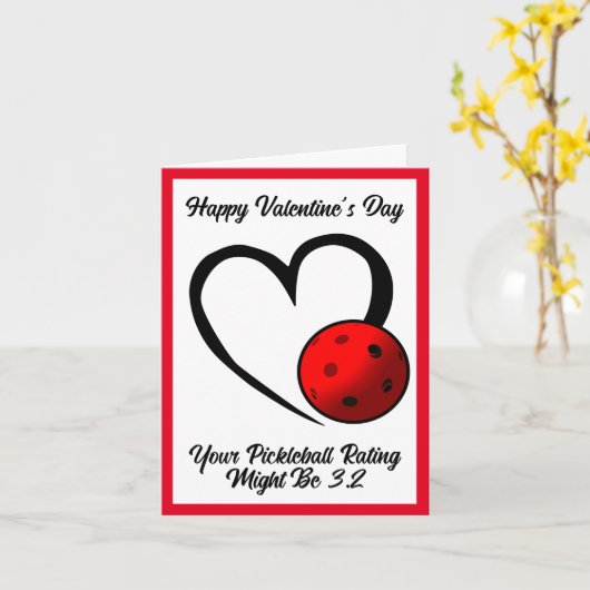 Carte Côte de Pickleball Saint-Valentin Cœur Bleu Pickle (Fleur jaune)