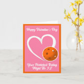 Carte Cote de Pickleball Saint-Valentin Cœur Rose et Ora (Fleur jaune)