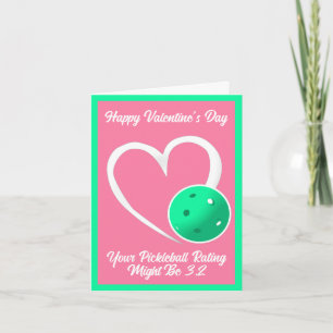 Carte Cote de Pickleball Saint-Valentin Cœur Rose Turquo