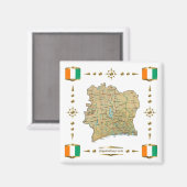 Carte Côte d'Ivoire + Drapeaux Magnet (Recto/Verso)