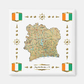 Carte Côte d'Ivoire + Drapeaux Magnet (Devant)