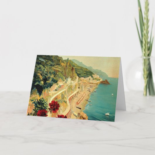 Carte Côte italienne d'Amalfi, Poster Vintage voyage Ita (Devant)