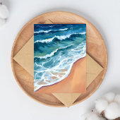 Carte Côtière Aquarelle Bleue des Vagues de l'Océa