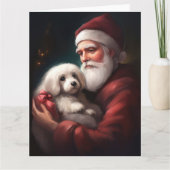 Carte Coton De Tulear Avec Noël Du Père Noël (Devant)