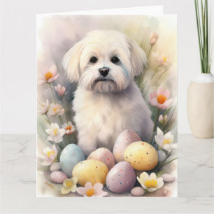Carte Coton De Tulear avec oeufs de Pâques vacances