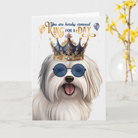Carte Coton de Tulear Chien King pour une journée d'anni (Fleur jaune)