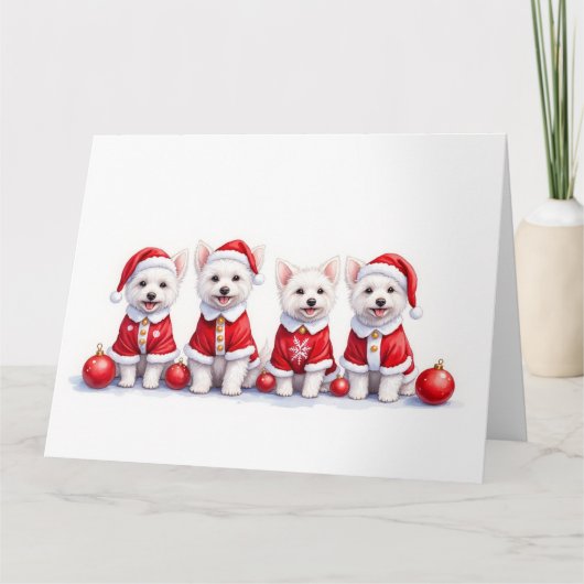 Carte Coton de Tulear Christmas Dress Santa Hat (Devant)