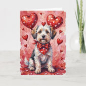 Carte Coton de Tulear Saint-Valentin Chien Assis avec de (Devant)