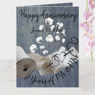 Carte Coton personnalisé 2e année Mariage Anniversaire