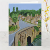 Carte Cotswolds Village England greeting card  (Fleur jaune)
