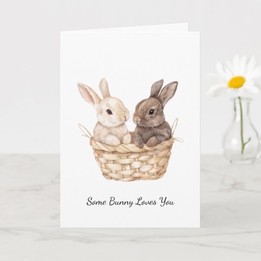 Carte Cottage Bunnies in a Basket Love (Petite plante)