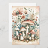 Carte Cottage | Champignons et fleurs vintages (Devant / Derrière)