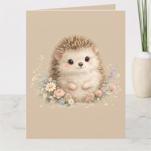 Carte Cottage Floral Kawaii Cadeau Hérisson