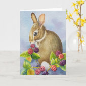 Carte Cottontontail Rabbit and Blackberries Watercolor A (Fleur jaune)